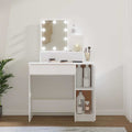 vidaXL Dressing Table with LED White 86.5x35x136 cm