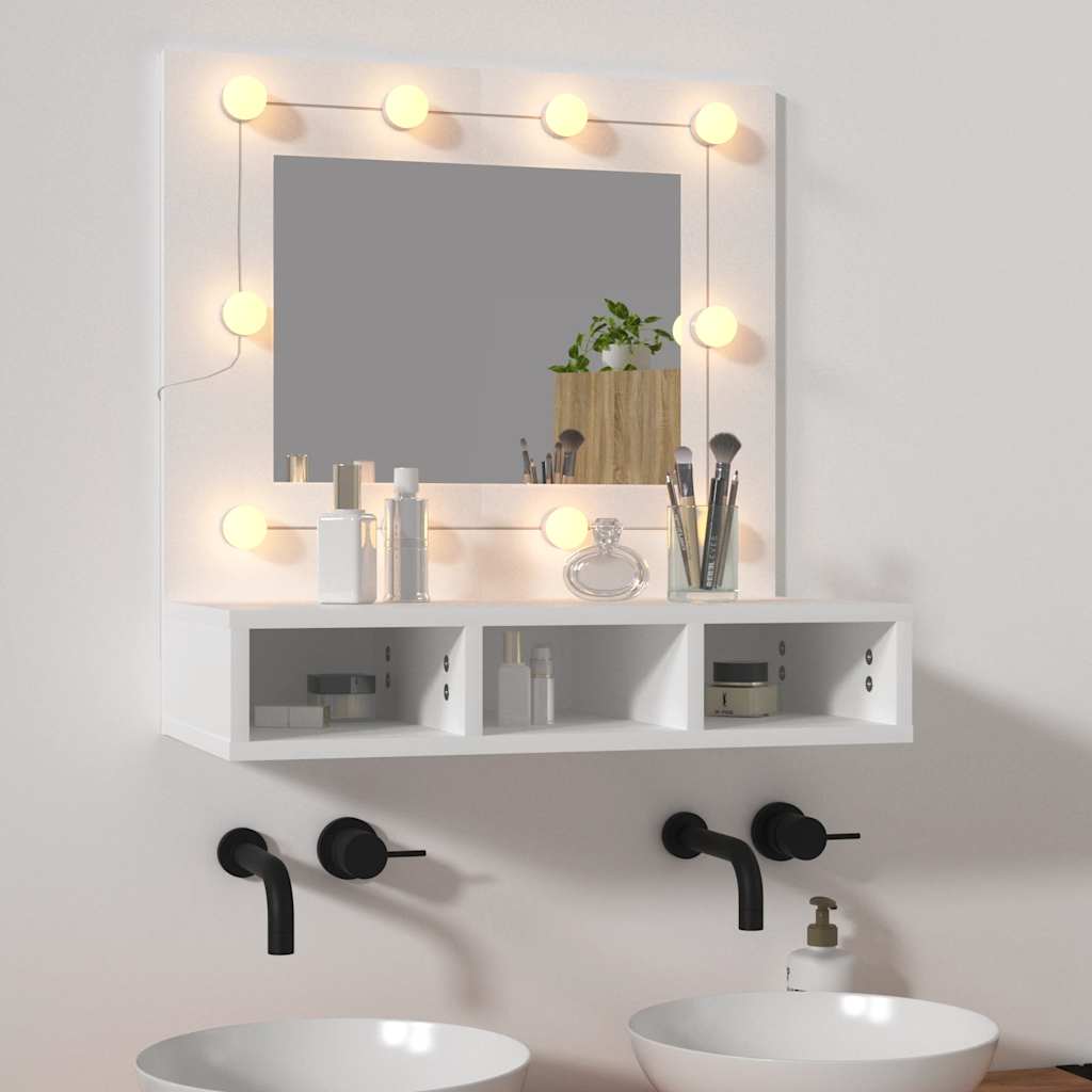 vidaXL Mirror Cabinet with LED White 60x31.5x62 cm
