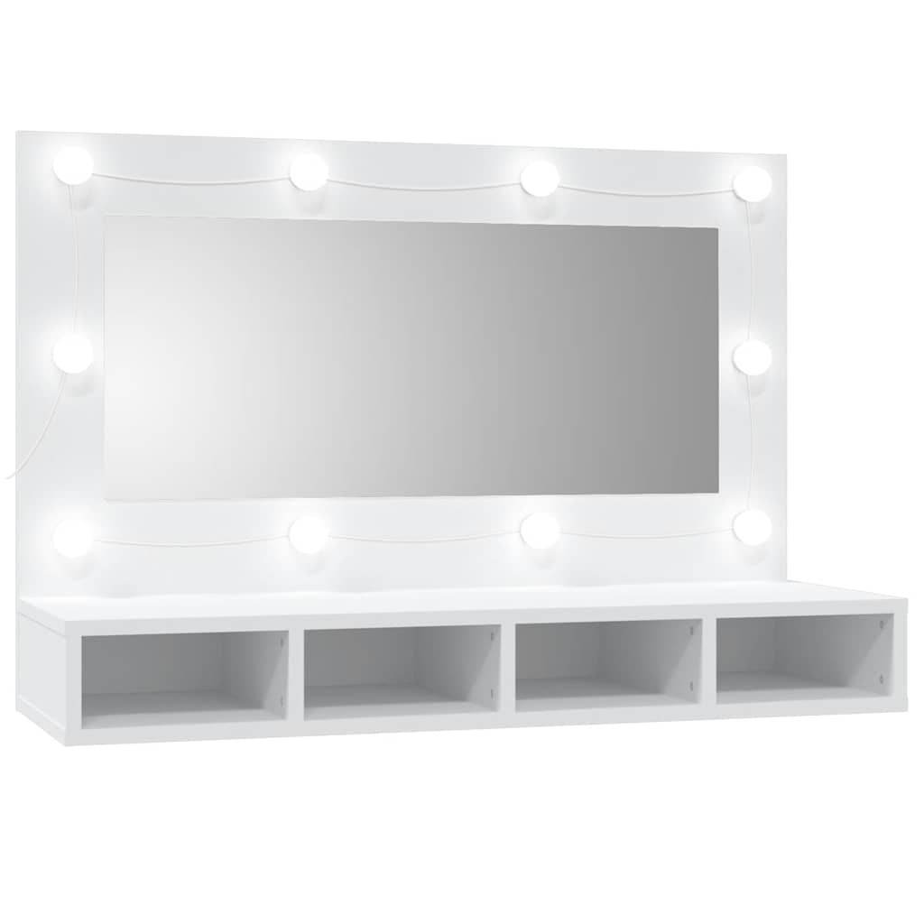 vidaXL Mirror Cabinet with LED White 90x31.5x62 cm