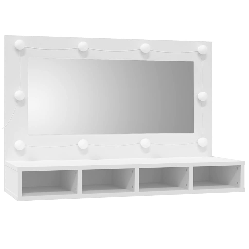 vidaXL Mirror Cabinet with LED White 90x31.5x62 cm