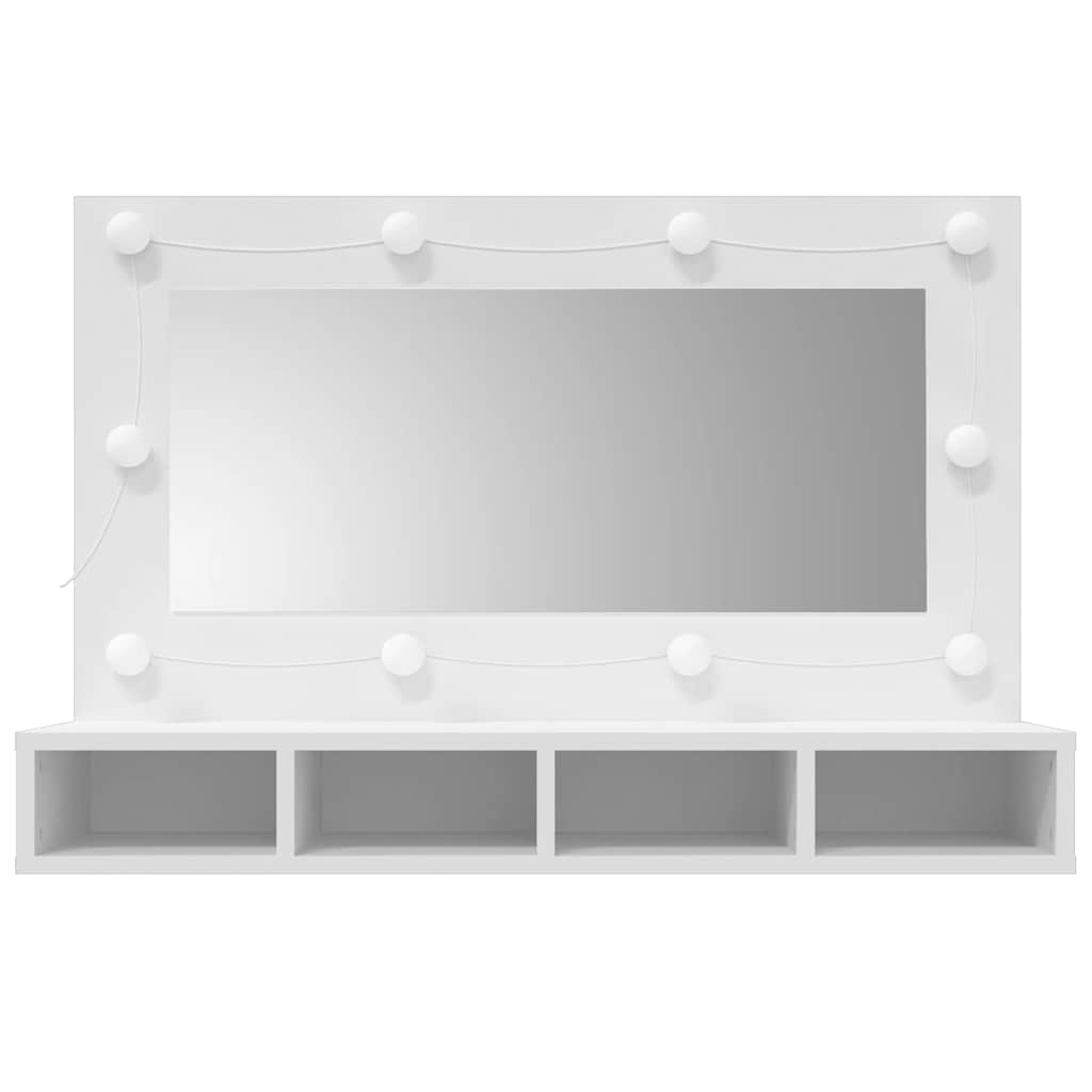 vidaXL Mirror Cabinet with LED White 90x31.5x62 cm