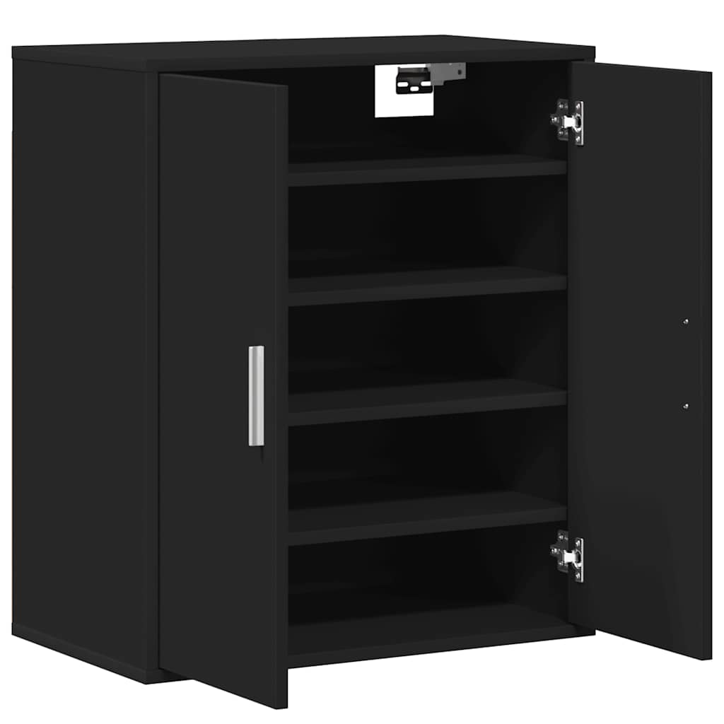 vidaXL Shoe Cabinet Black 60x35x70 cm Engineered Wood