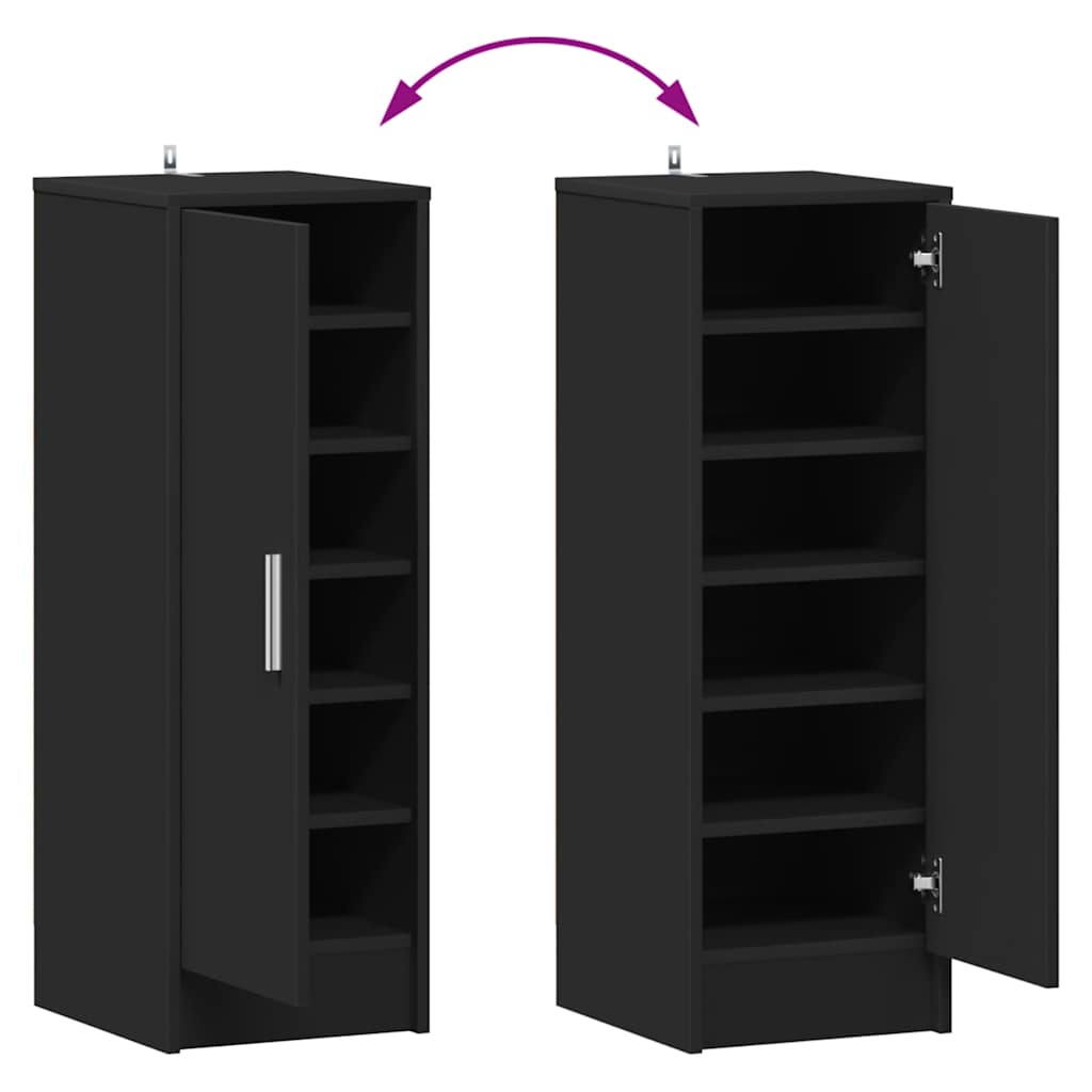 vidaXL Shoe Cabinet Black 32x35x92 cm Engineered Wood
