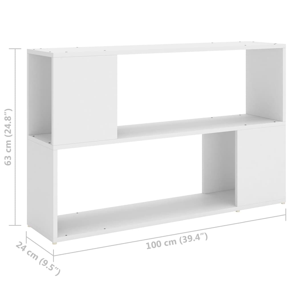 vidaXL Book Cabinet White 100x24x63 cm Engineered Wood