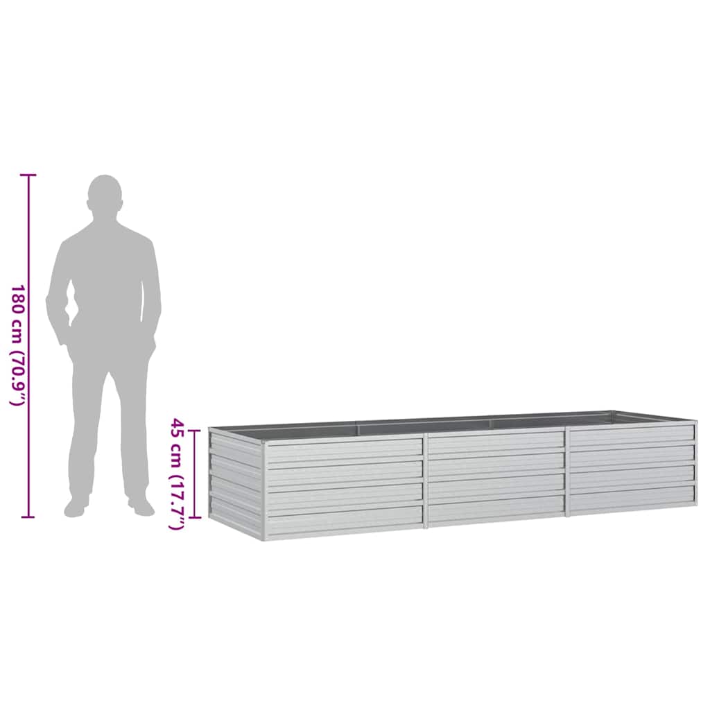 vidaXL Garden Raised Bed 240x80x45 cm Galvanized Steel Silver