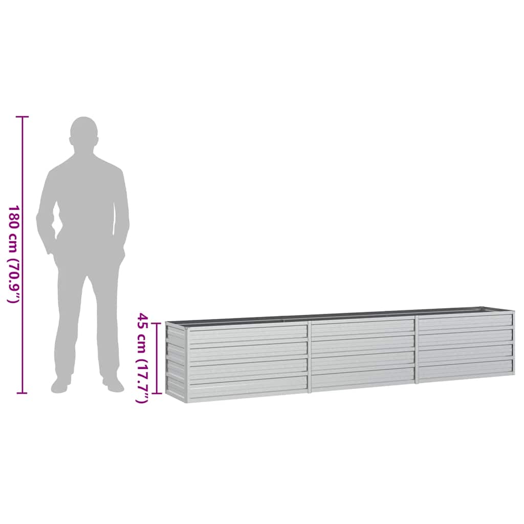 vidaXL Garden Raised Bed 240x40x45 cm Galvanized Steel Silver