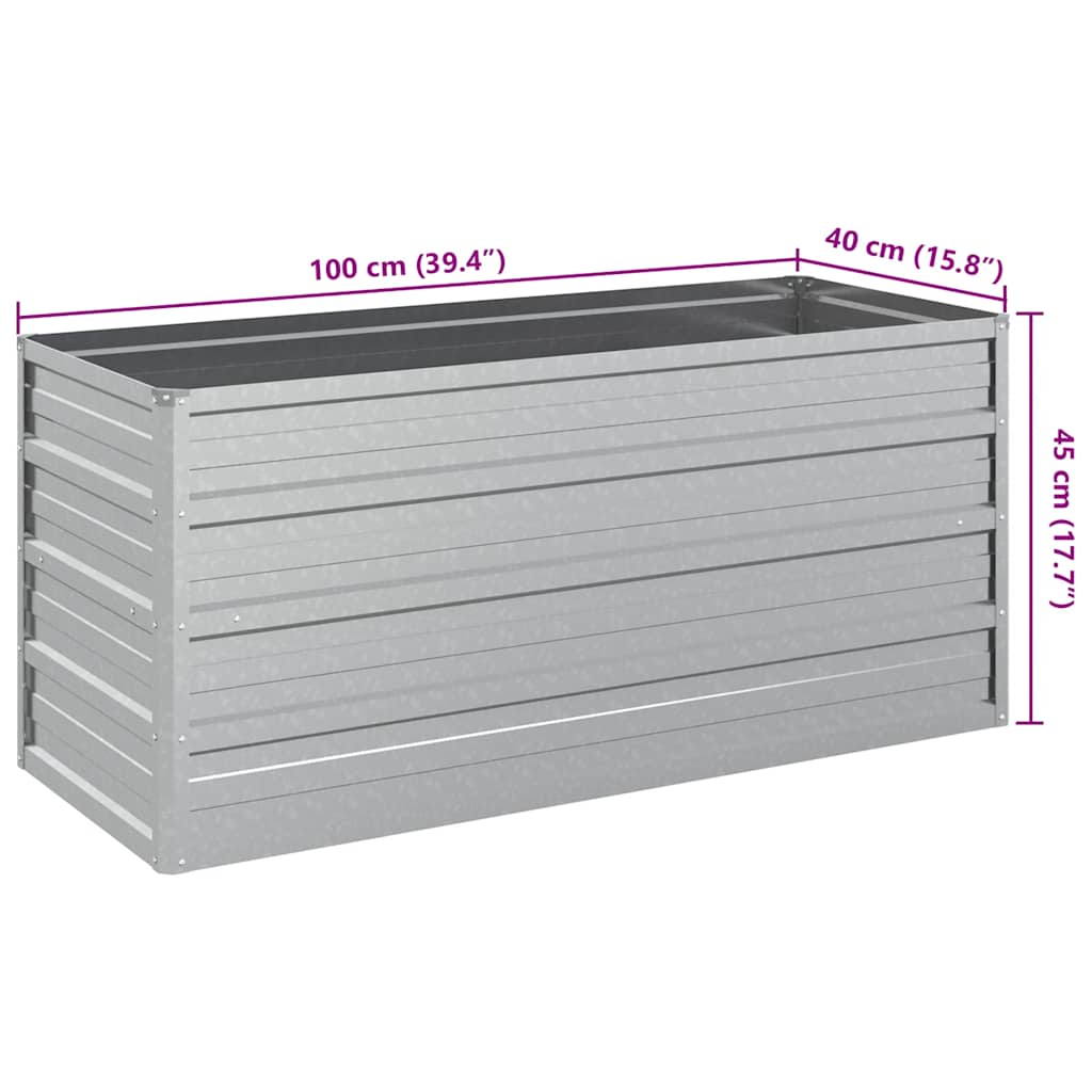 vidaXL Garden Raised Bed 100x40x45 cm Galvanized Steel Silver