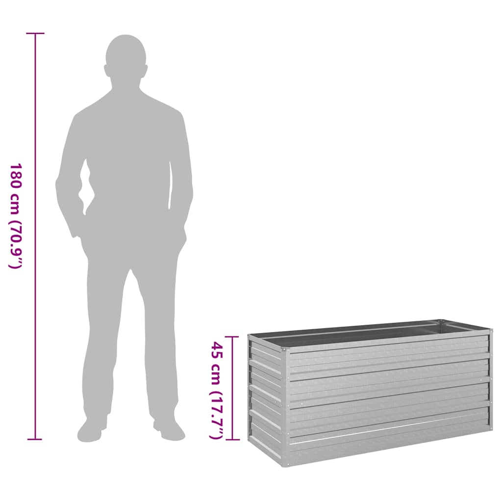 vidaXL Garden Raised Bed 100x40x45 cm Galvanized Steel Silver