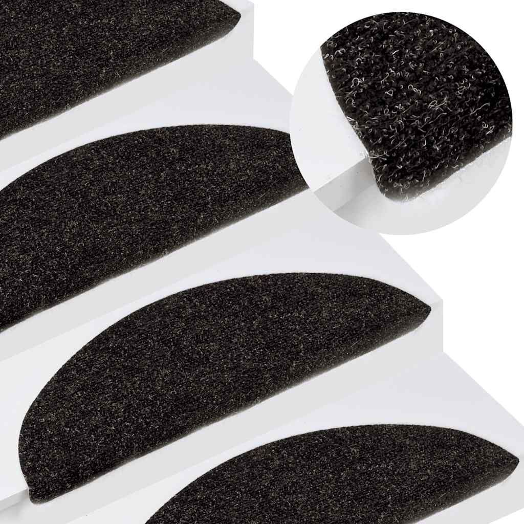 vidaXL Stair Mats Self-adhesive 15 pcs 56x17x3 cm Anthracite