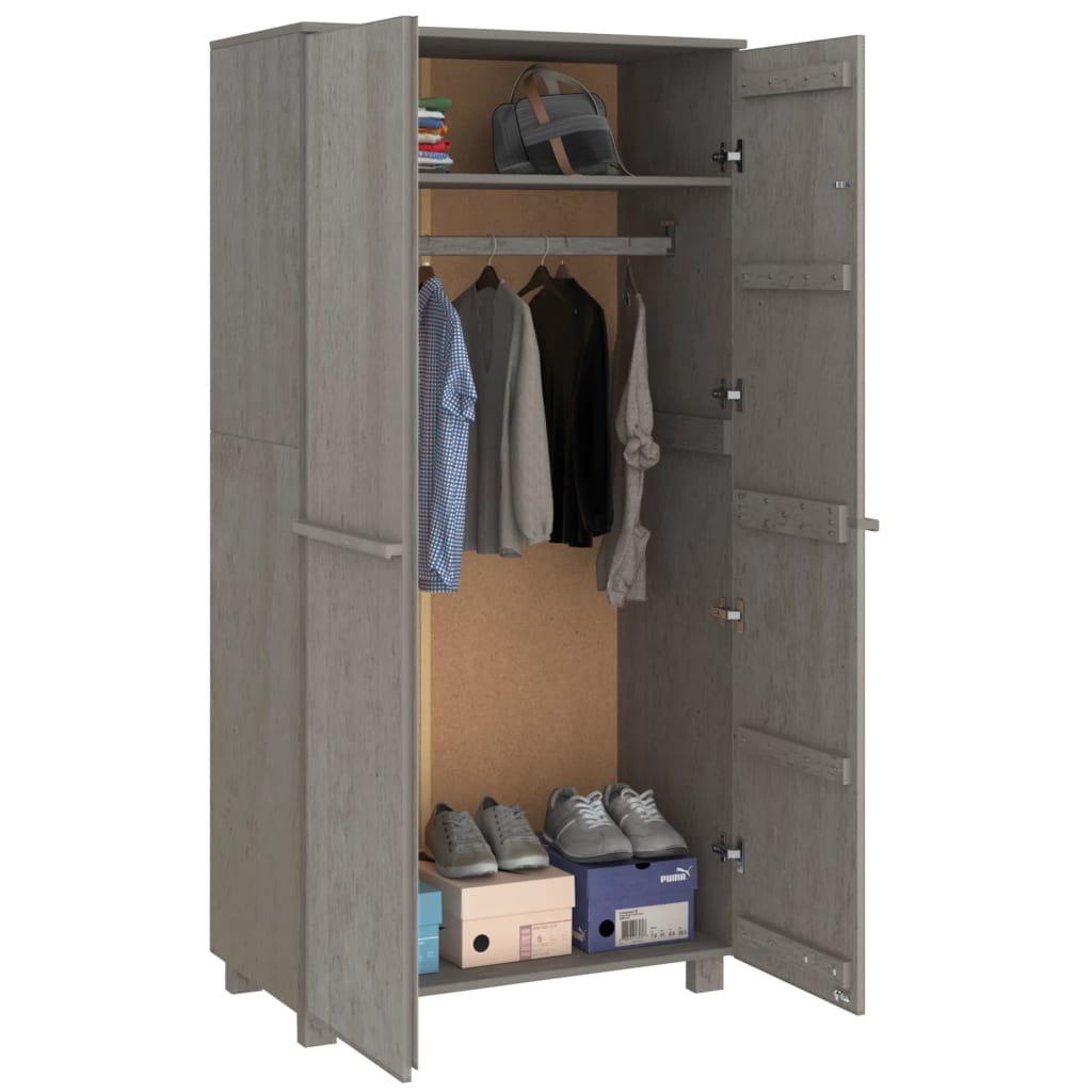vidaXL Wardrobe HAMAR Light Grey 89x50x180 cm Solid Wood Pine
