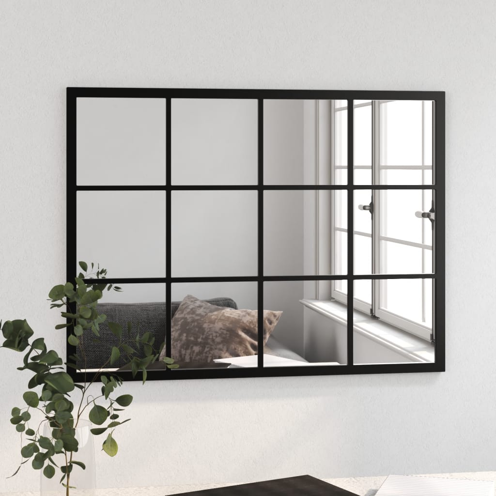 vidaXL Wall Mirror Black 80x60 cm Metal