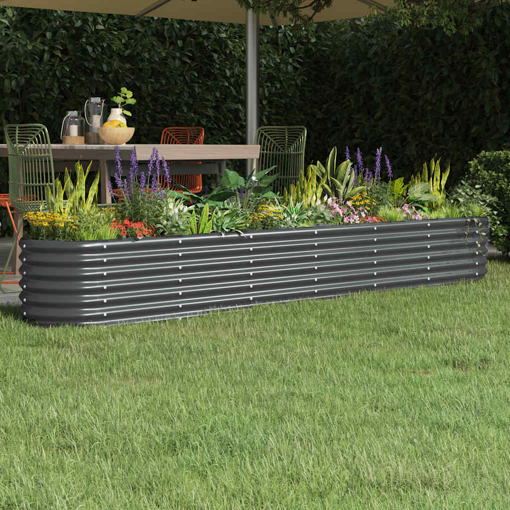 vidaXL Garden Raised Bed Galvanised Steel 260x40x36 cm Anthracite
