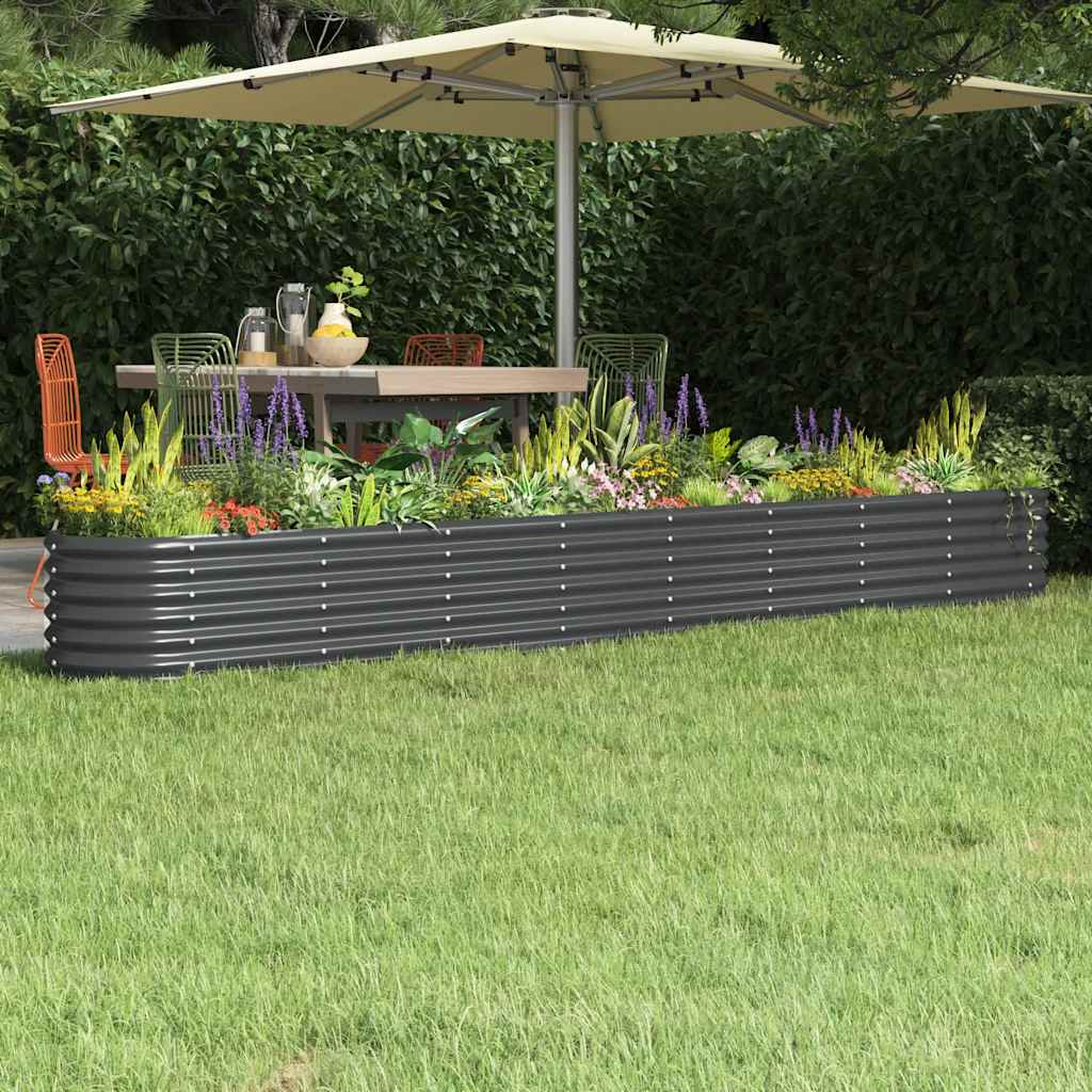 vidaXL Garden Raised Bed Galvanised Steel 332x40x36 cm Anthracite