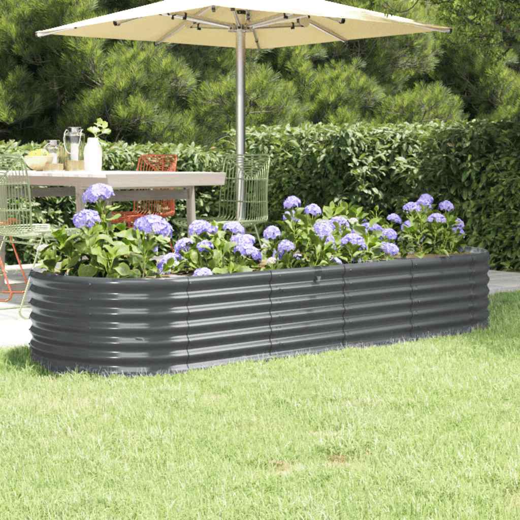 vidaXL Garden Raised Bed Galvanised Steel 224x80x36 cm Anthracite