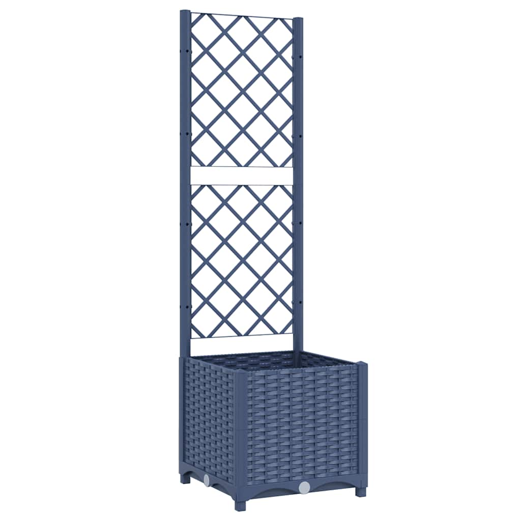 vidaXL Garden Planter with Trellis Blue Grey 40x40x136 cm PP