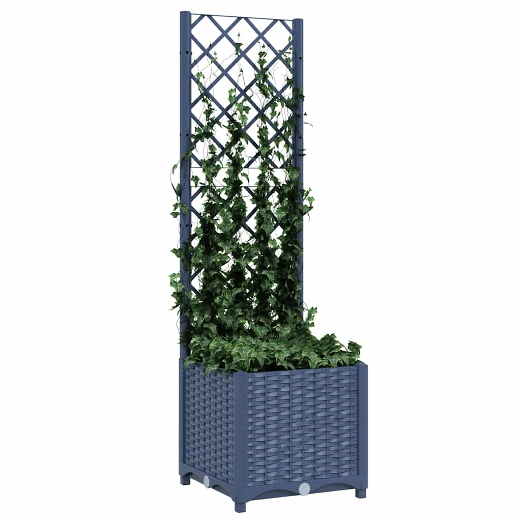 vidaXL Garden Planter with Trellis Blue Grey 40x40x136 cm PP