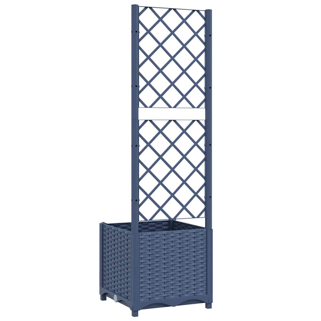 vidaXL Garden Planter with Trellis Blue Grey 40x40x136 cm PP