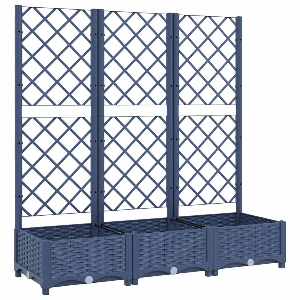 vidaXL Garden Planter with Trellis Blue Grey 120x40x121.5 cm PP