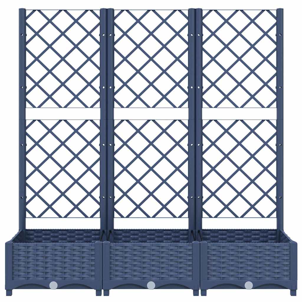 vidaXL Garden Planter with Trellis Blue Grey 120x40x121.5 cm PP