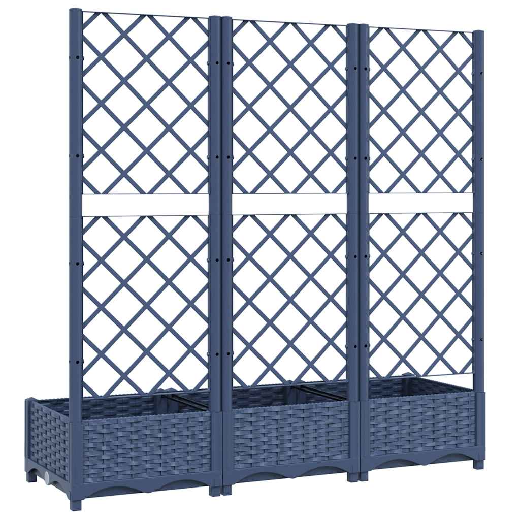 vidaXL Garden Planter with Trellis Blue Grey 120x40x121.5 cm PP