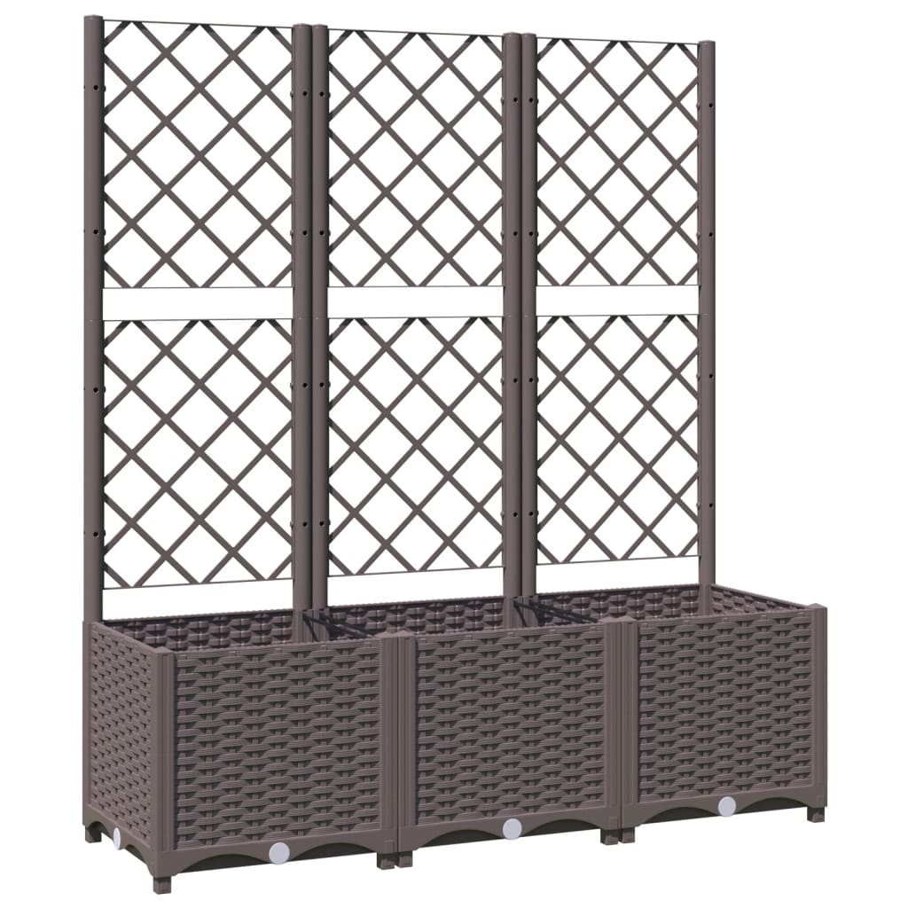 vidaXL Garden Planter with Trellis Brown 120x40x136 cm PP