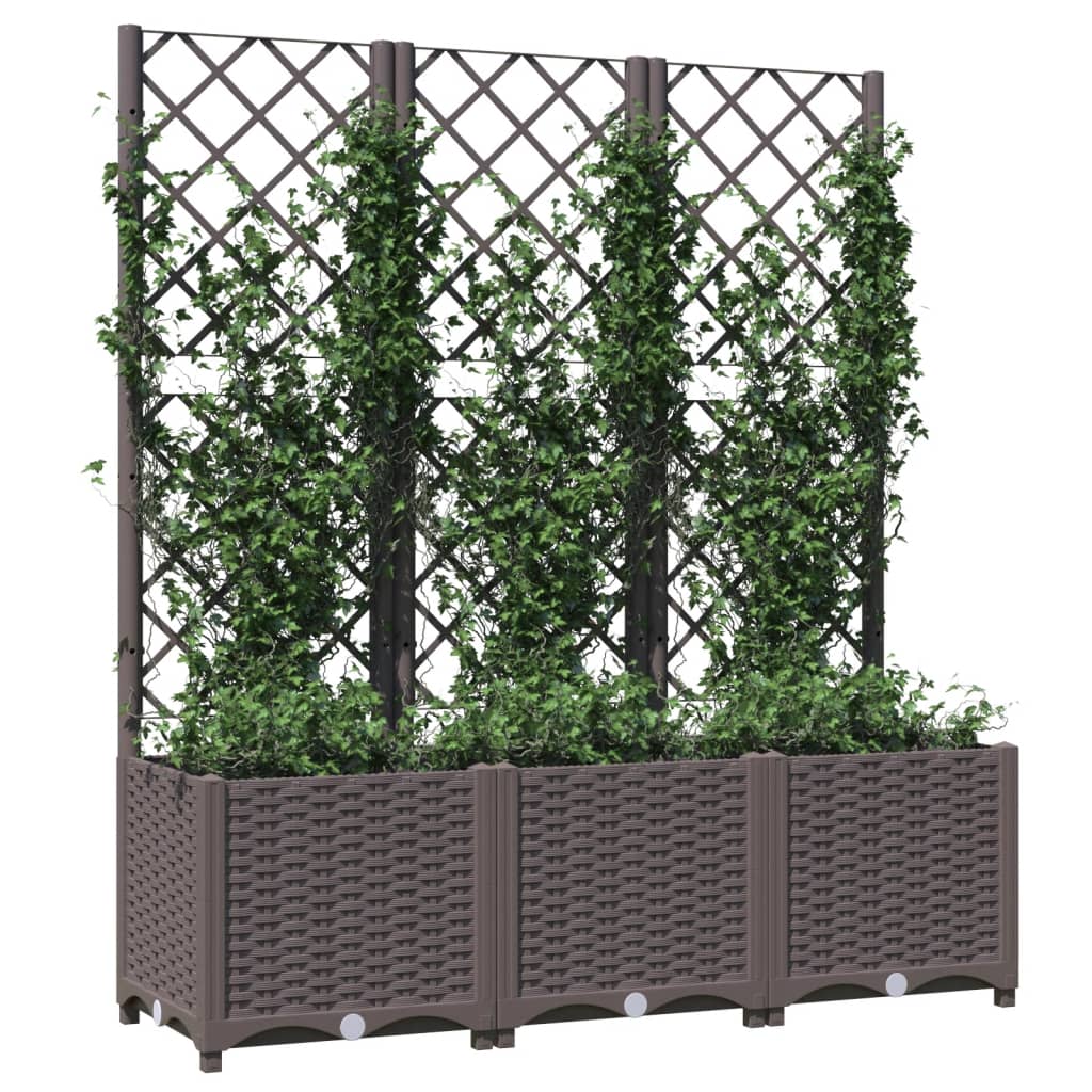vidaXL Garden Planter with Trellis Brown 120x40x136 cm PP