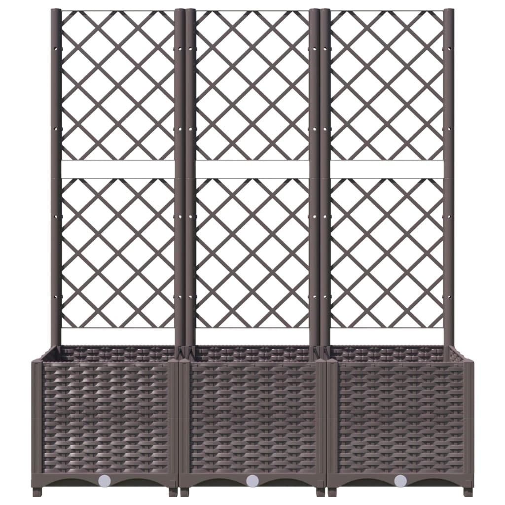 vidaXL Garden Planter with Trellis Brown 120x40x136 cm PP