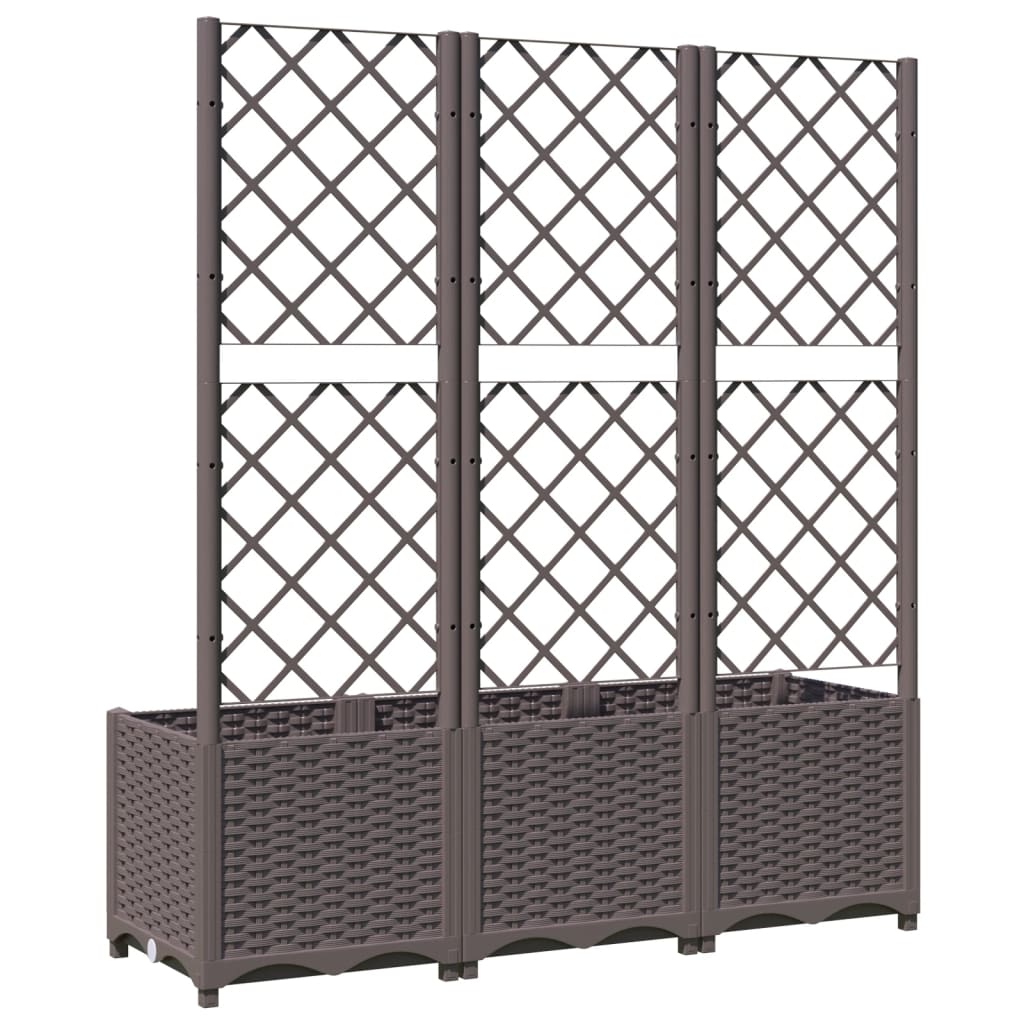 vidaXL Garden Planter with Trellis Brown 120x40x136 cm PP