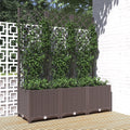 vidaXL Garden Planter with Trellis Brown 120x40x136 cm PP