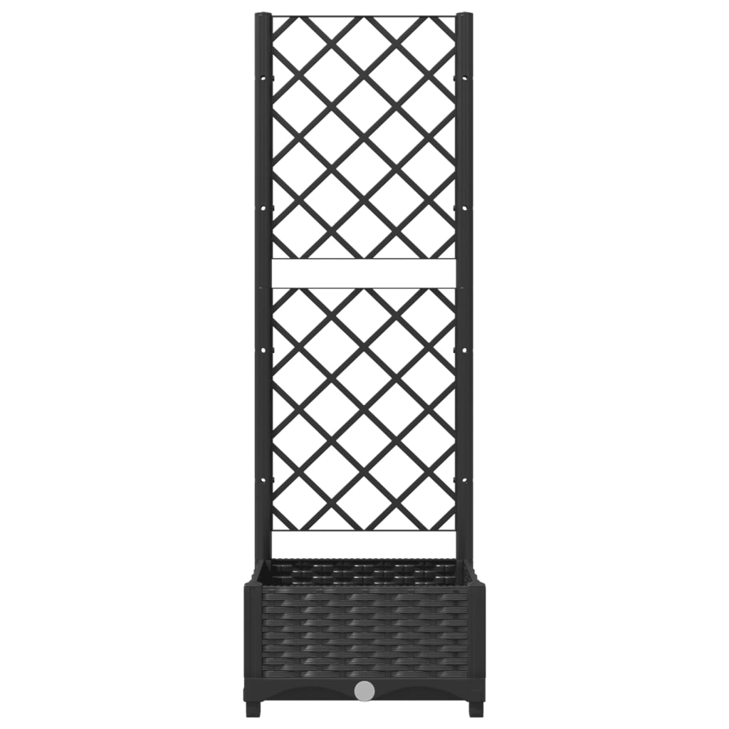 vidaXL Garden Planter with Trellis Black 40x40x121.5 cm PP