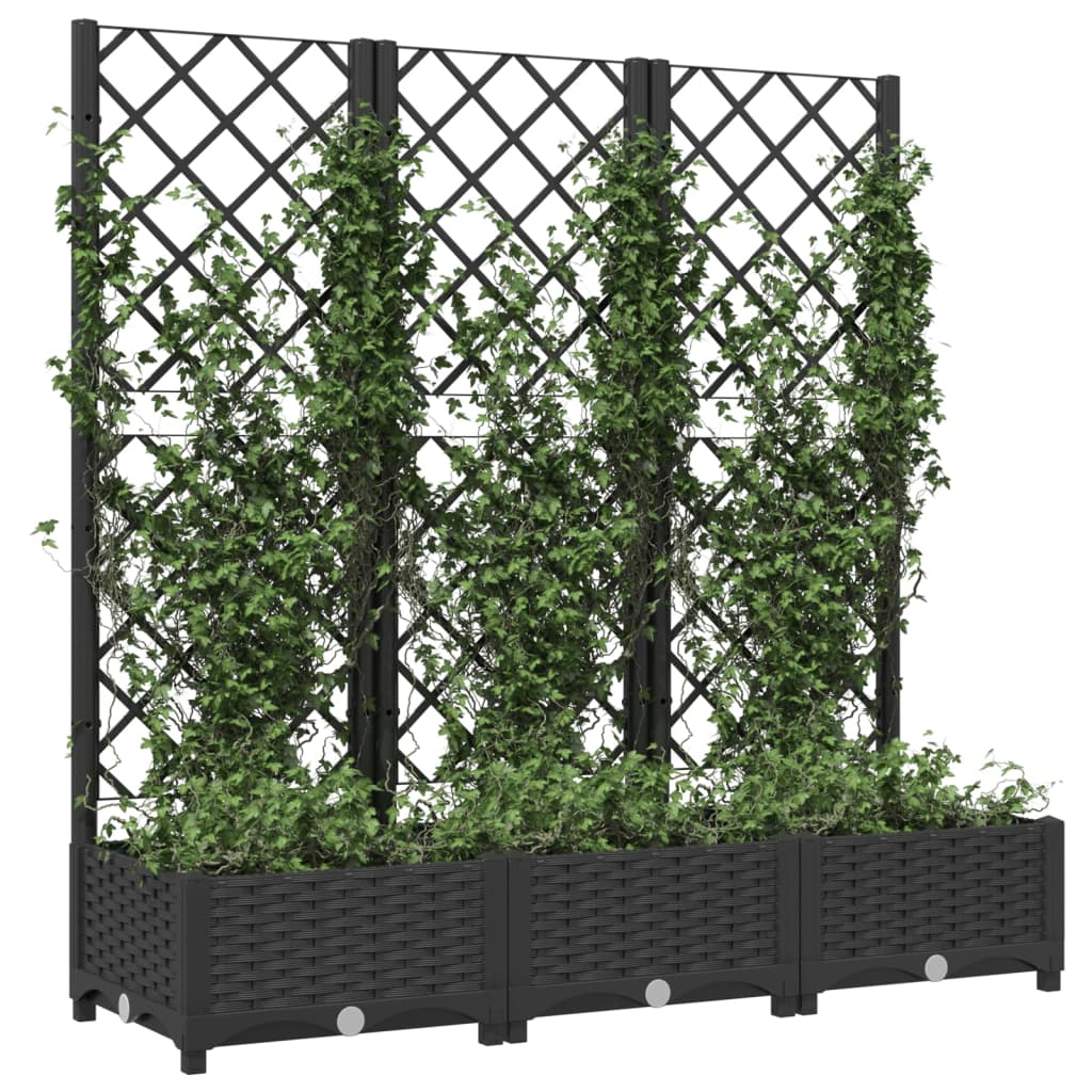 vidaXL Garden Planter with Trellis Black 120x40x121.5 cm PP