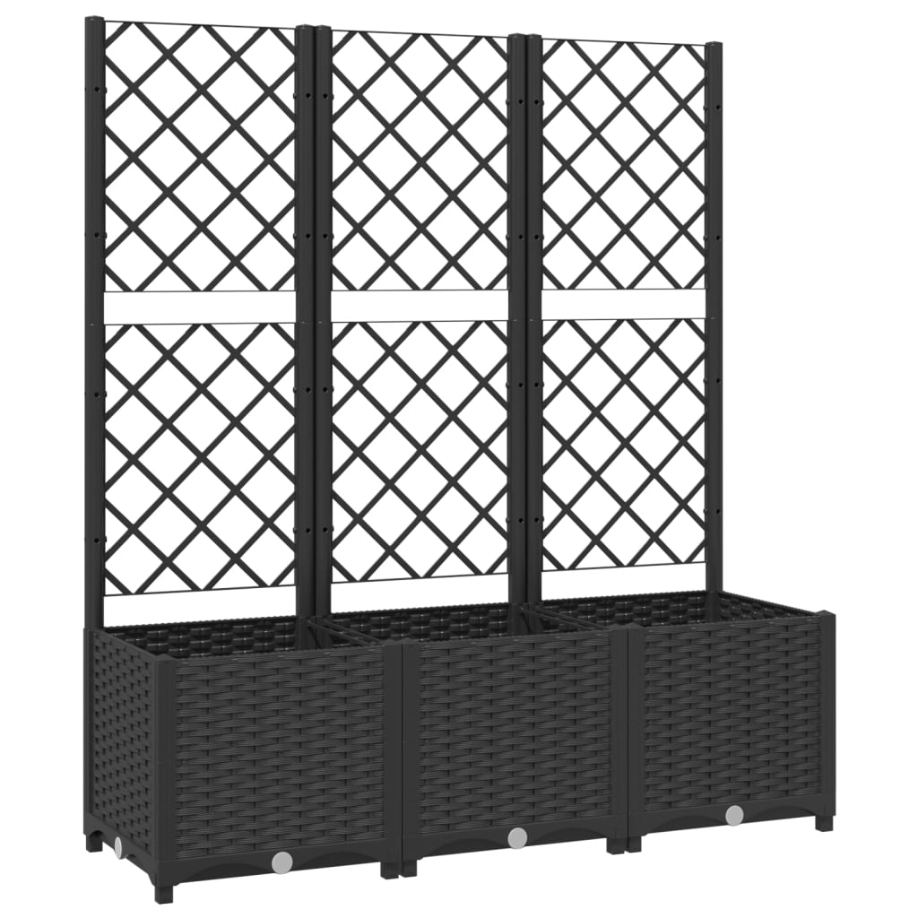vidaXL Garden Planter with Trellis Black 120x40x136 cm PP
