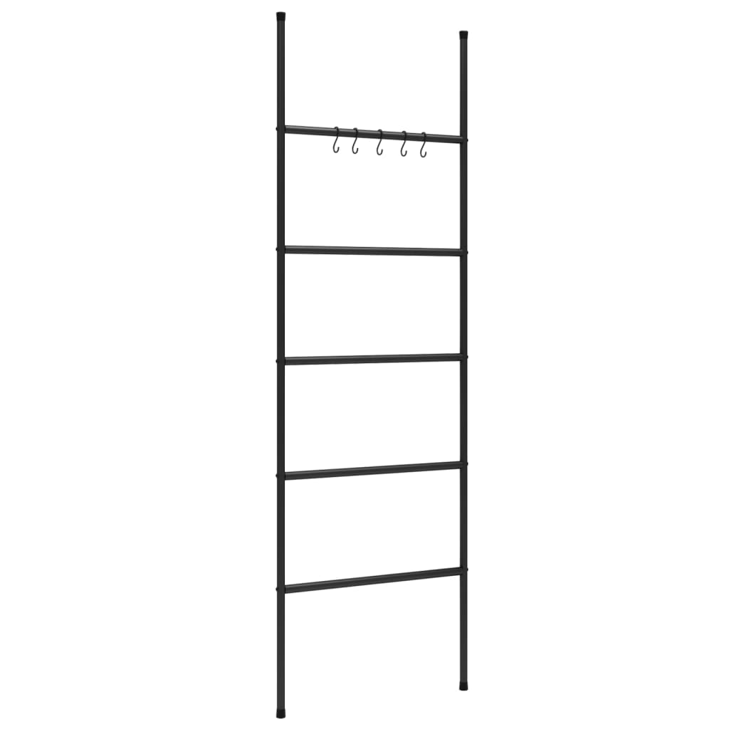 vidaXL Towel Rack Ladder with 5 Tiers Black 58x175 cm Iron