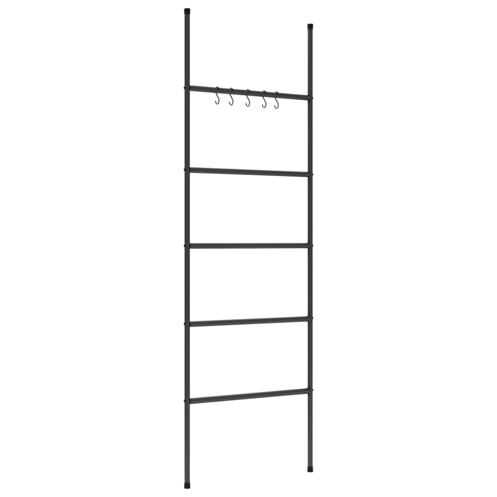 vidaXL Towel Rack Ladder with 5 Tiers Black 58x175 cm Iron