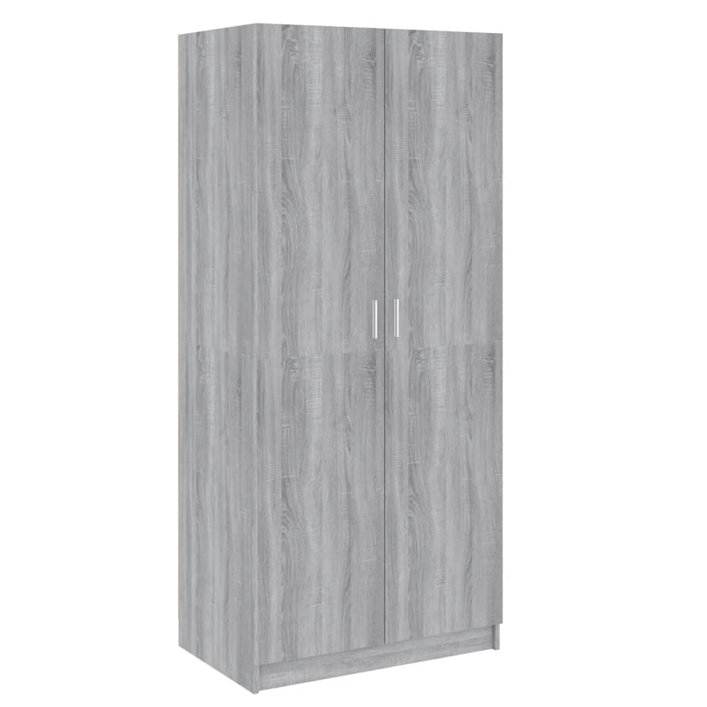 vidaXL Wardrobe Grey Sonoma 80x50x180 cm Engineered Wood