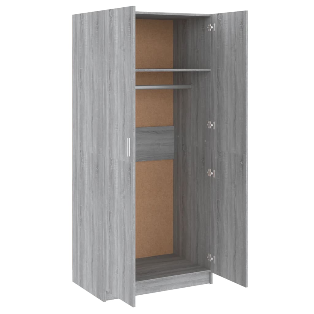 vidaXL Wardrobe Grey Sonoma 80x50x180 cm Engineered Wood