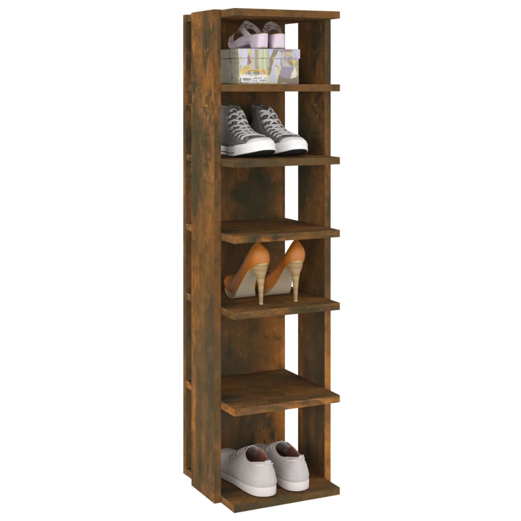 vidaXL Shoe Rack Smoked Oak 27.5x27x102 cm Engineered Wood