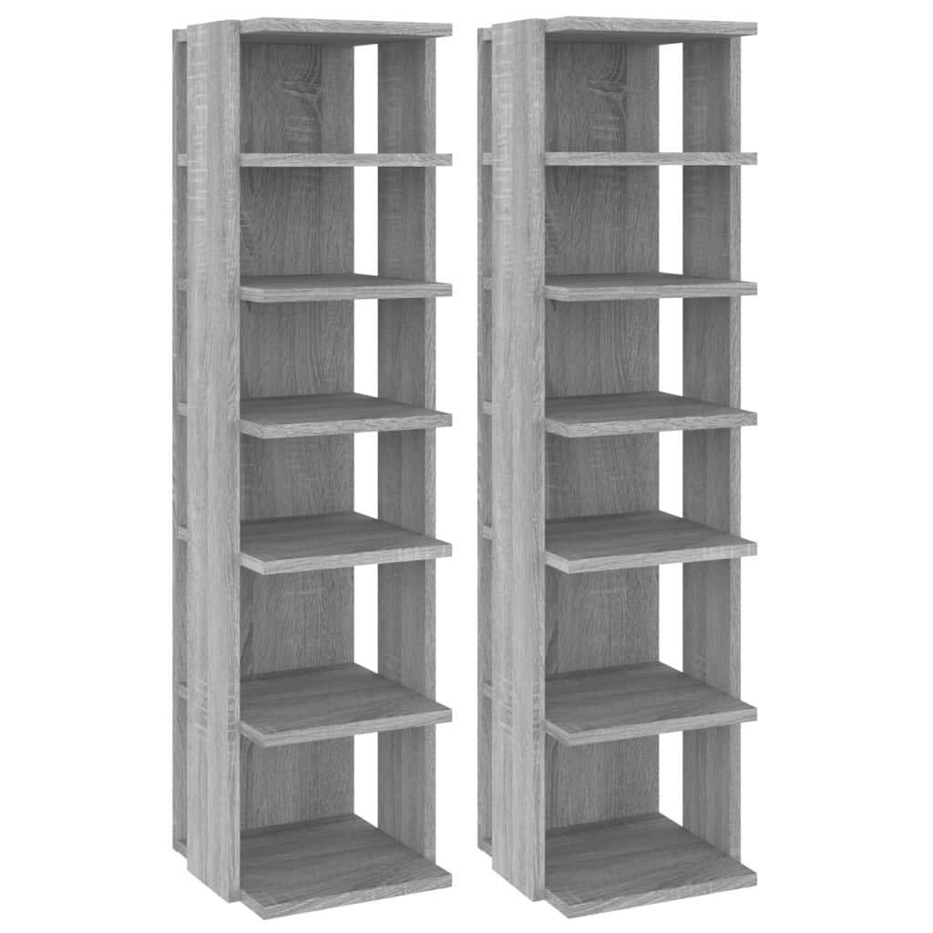 vidaXL Shoe Racks 2 pcs Grey Sonoma 27.5x27x102 cm Engineered Wood