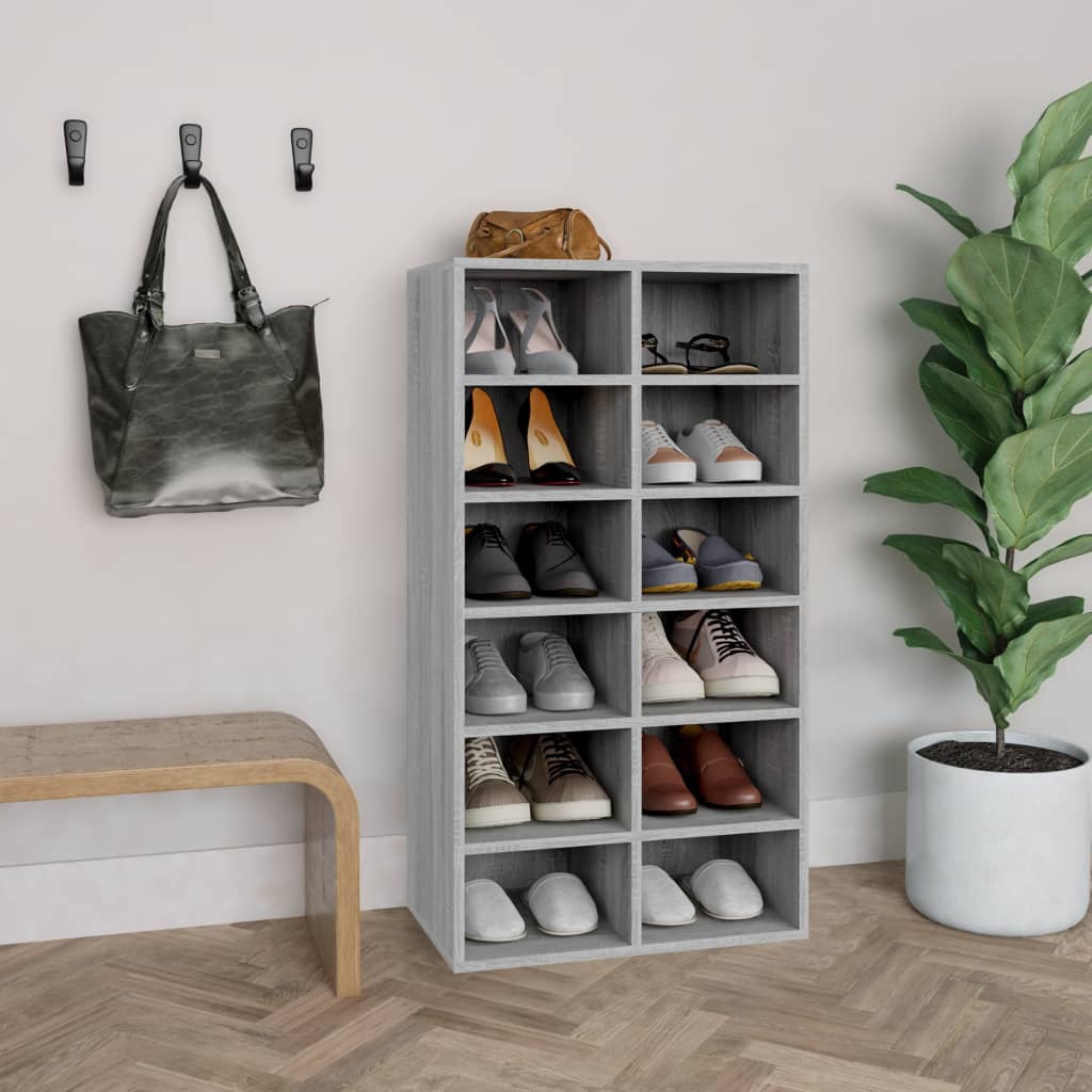 vidaXL Shoe Rack Grey Sonoma 54x34x100.5 cm Engineered Wood