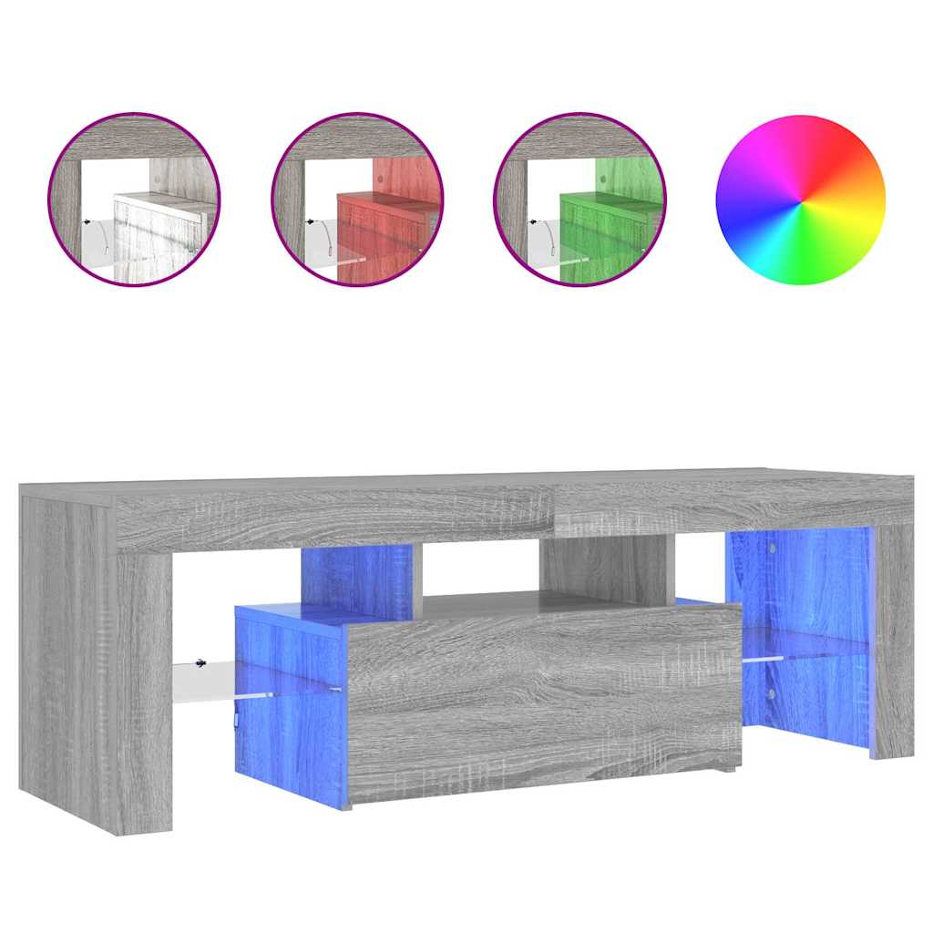 vidaXL TV Cabinet with LED Lights Grey Sonoma 120x35x40 cm