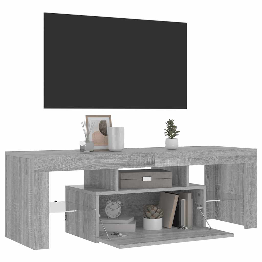 vidaXL TV Cabinet with LED Lights Grey Sonoma 120x35x40 cm
