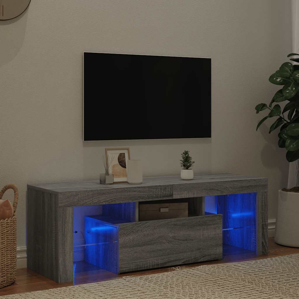 vidaXL TV Cabinet with LED Lights Grey Sonoma 120x35x40 cm