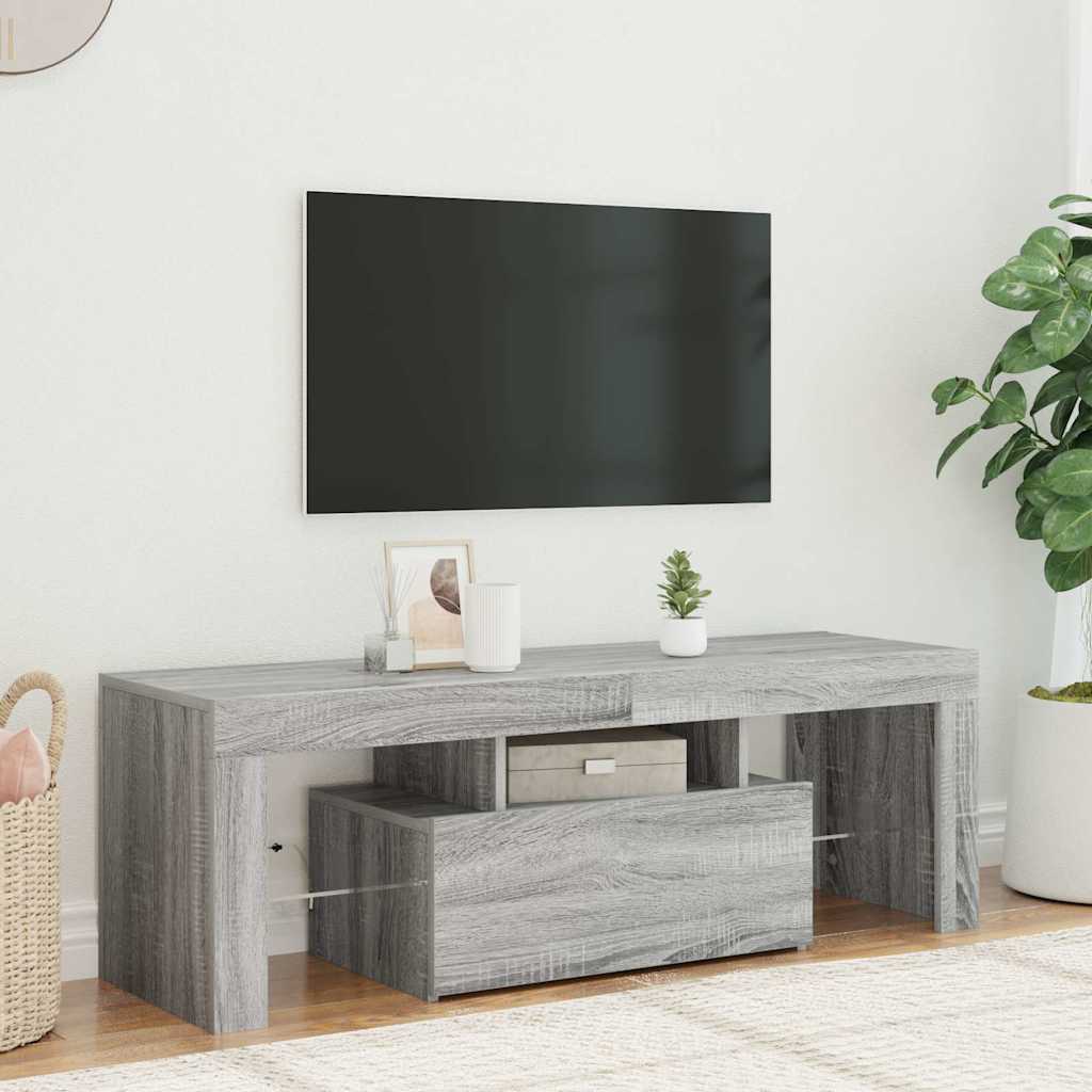 vidaXL TV Cabinet with LED Lights Grey Sonoma 120x35x40 cm