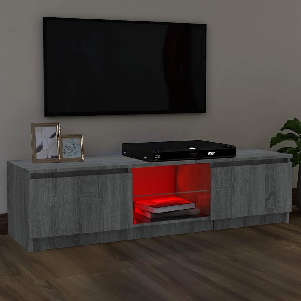 vidaXL TV Cabinet with LED Lights Grey Sonoma 120x30x36 cm