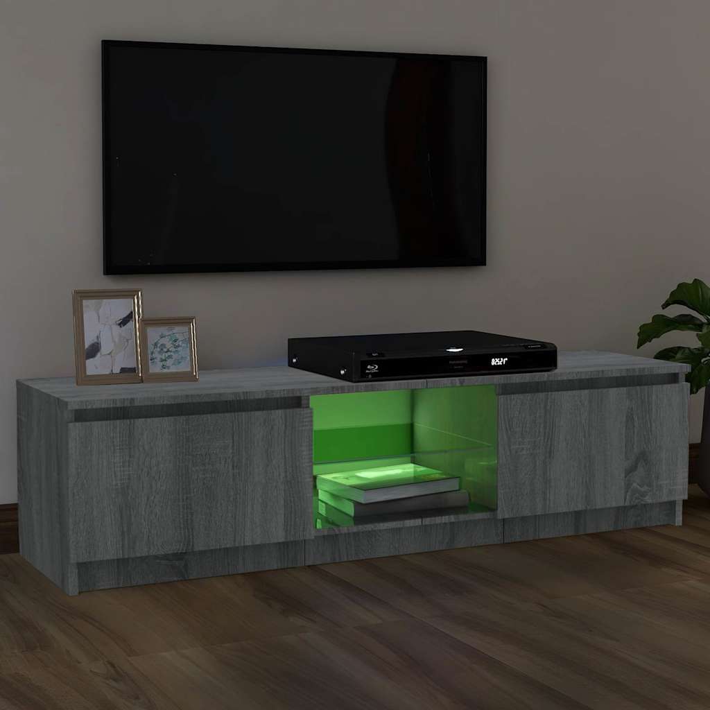 vidaXL TV Cabinet with LED Lights Grey Sonoma 120x30x36 cm