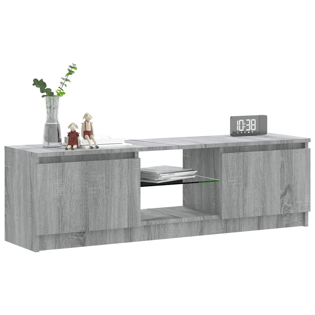 vidaXL TV Cabinet with LED Lights Grey Sonoma 120x30x36 cm