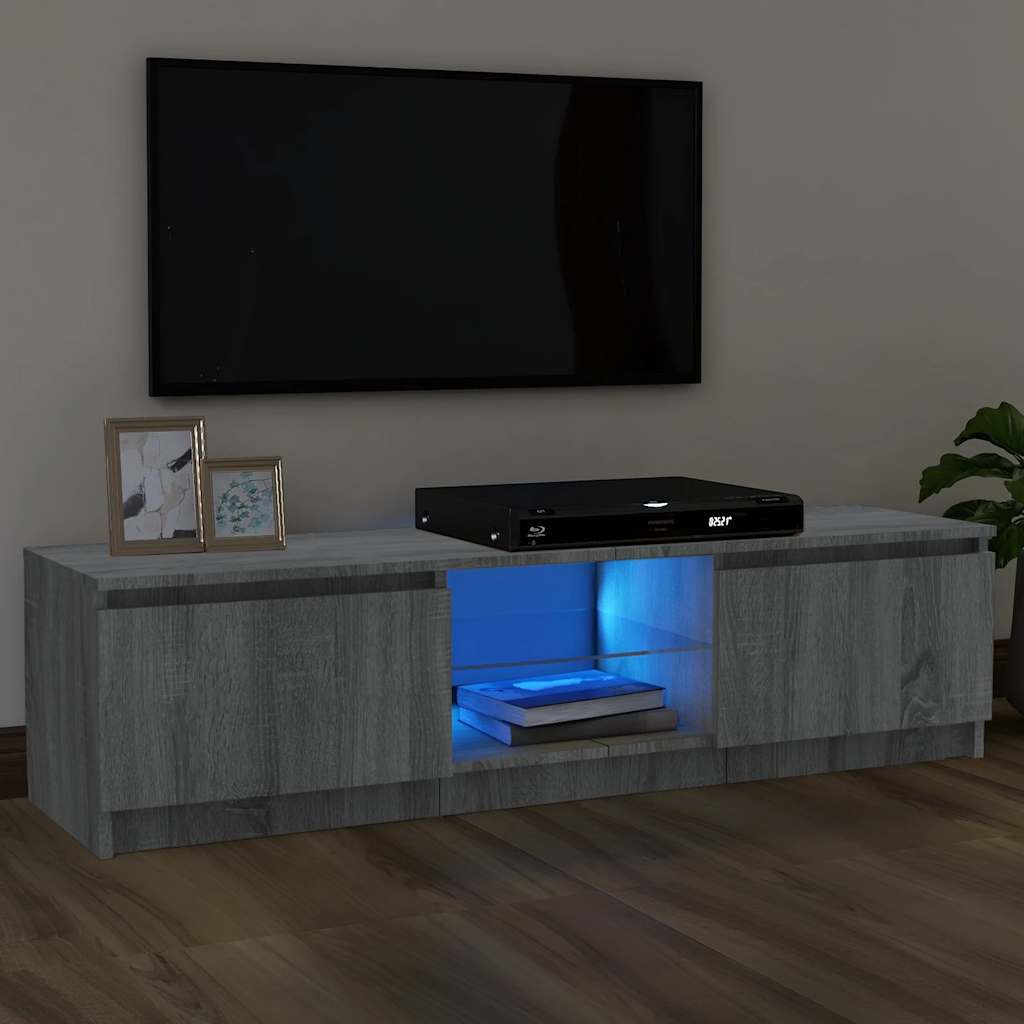 vidaXL TV Cabinet with LED Lights Grey Sonoma 120x30x36 cm