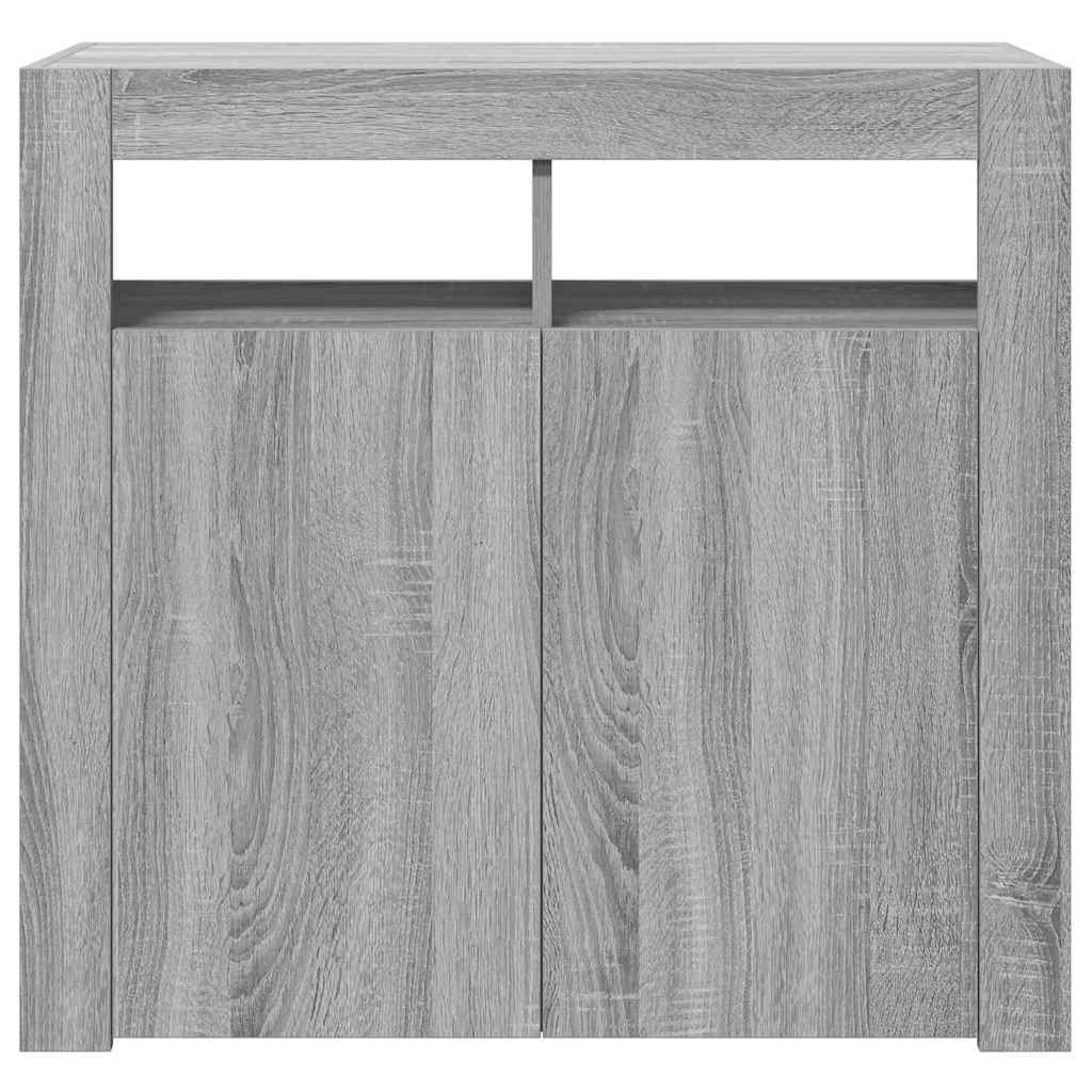 vidaXL Sideboard with LED Lights Grey Sonoma 80x35x75 cm