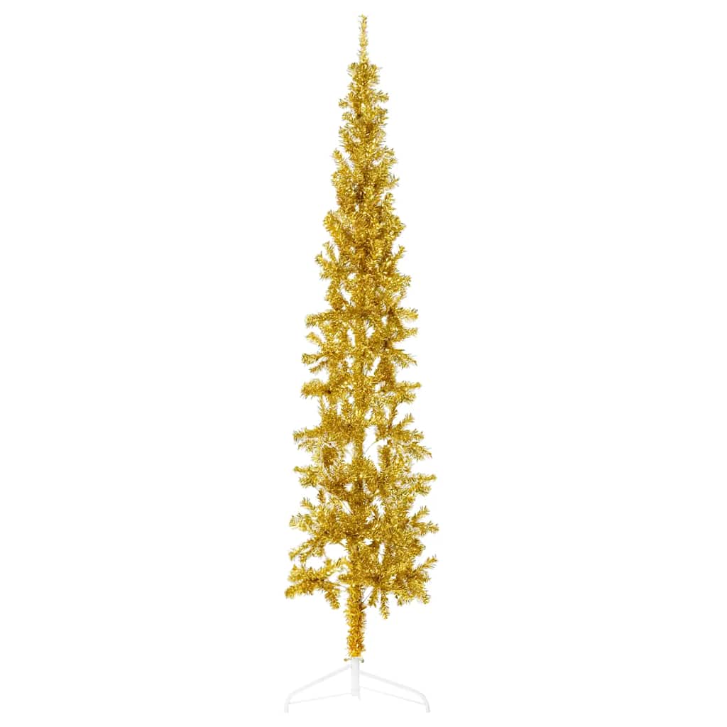 vidaXL Slim Artificial Half Christmas Tree with Stand Gold 180 cm