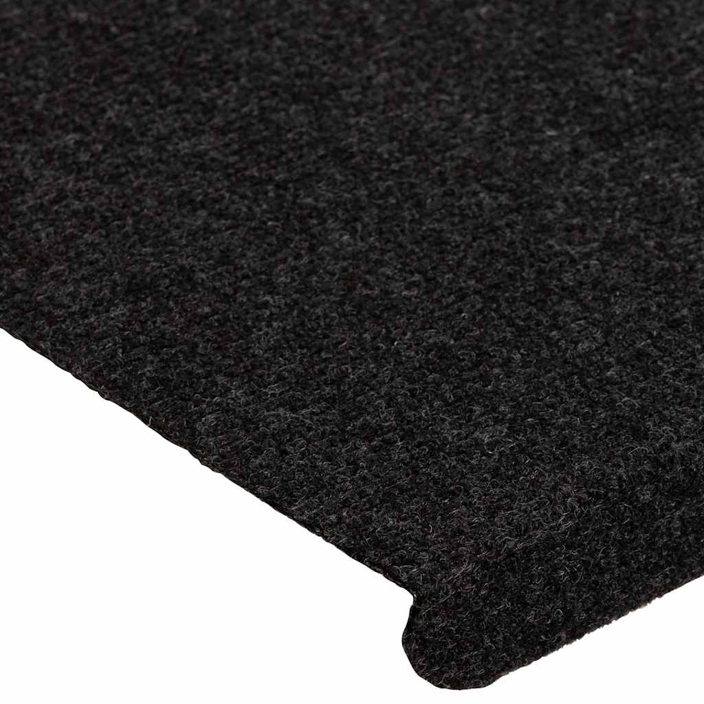 vidaXL Stair Mats Self-adhesive 15 pcs 65x24.5x3.5 cm Black